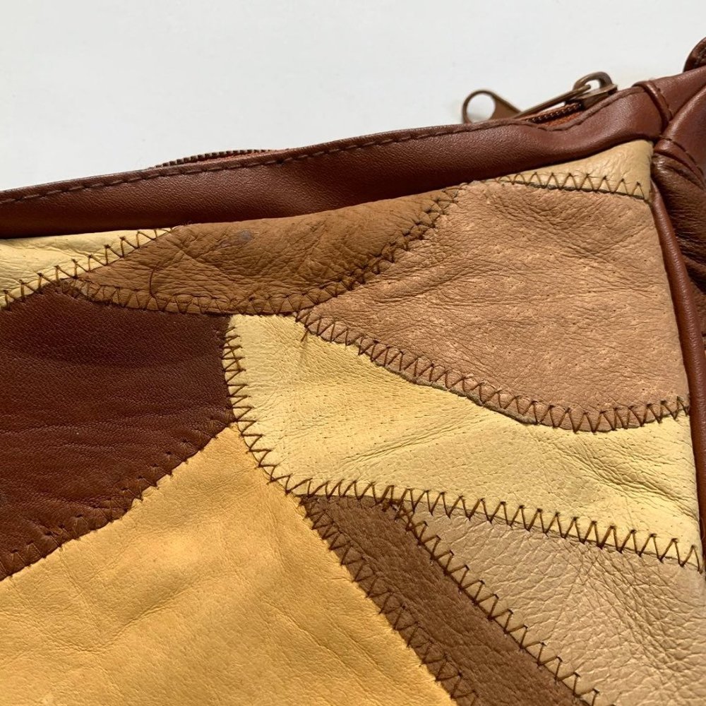 Retro brown patchwork leather purse - Picture 9 of 11